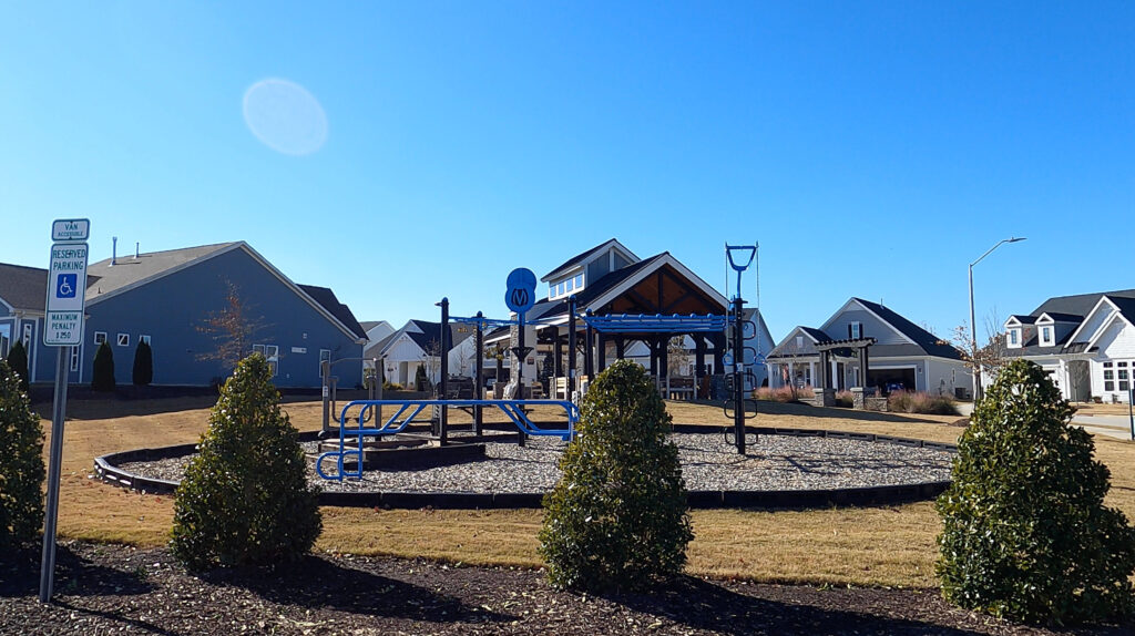 Adalyn Place in Fuquay-Varina, NC has an outdoor fitness center, a pavilion, bocce ball courts and a dog park.