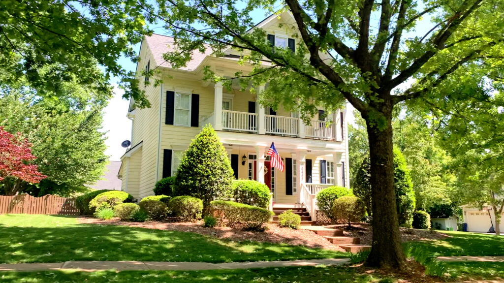 Tree lined street in Bedford, Raleigh NC