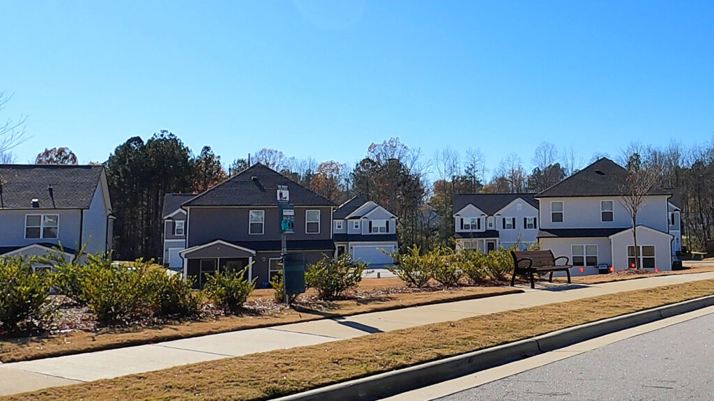 Hidden Valley in Fuquay Varina, NC has some single level homes and some two story homes.