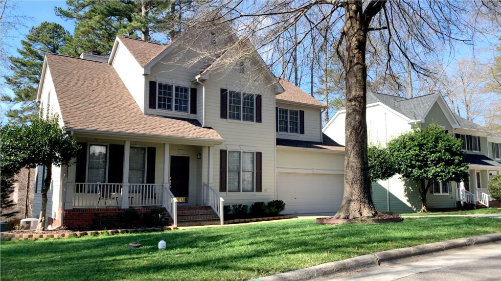 House in Park Village Cary NC.  Homes range from 1600 sq. ft. to 2900 sq. ft.