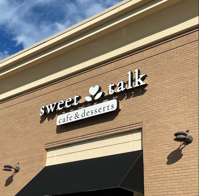 exterior sign of sweet talk coffee shop in apex nc