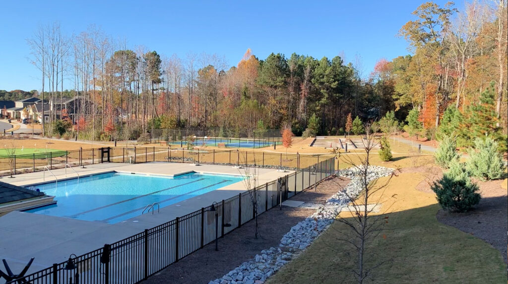 The Walk at East Village in Clayton NC has a clubhouse, pool, and ball courts.