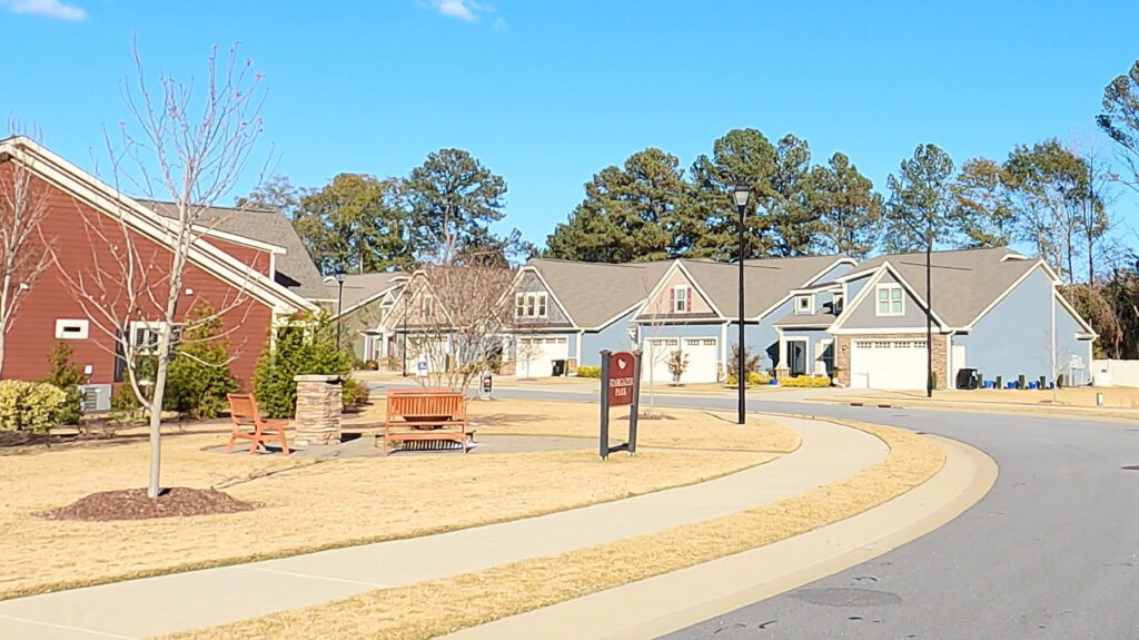 Neighborhood pocket park in the Tapestry in Garny NC.  Homes in the Tapestry range from $360K - $450K.