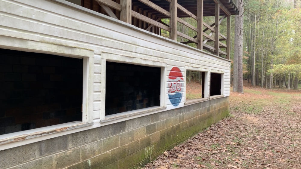 The old grandstand at Occoneechee speedway in Hillsborough, NC