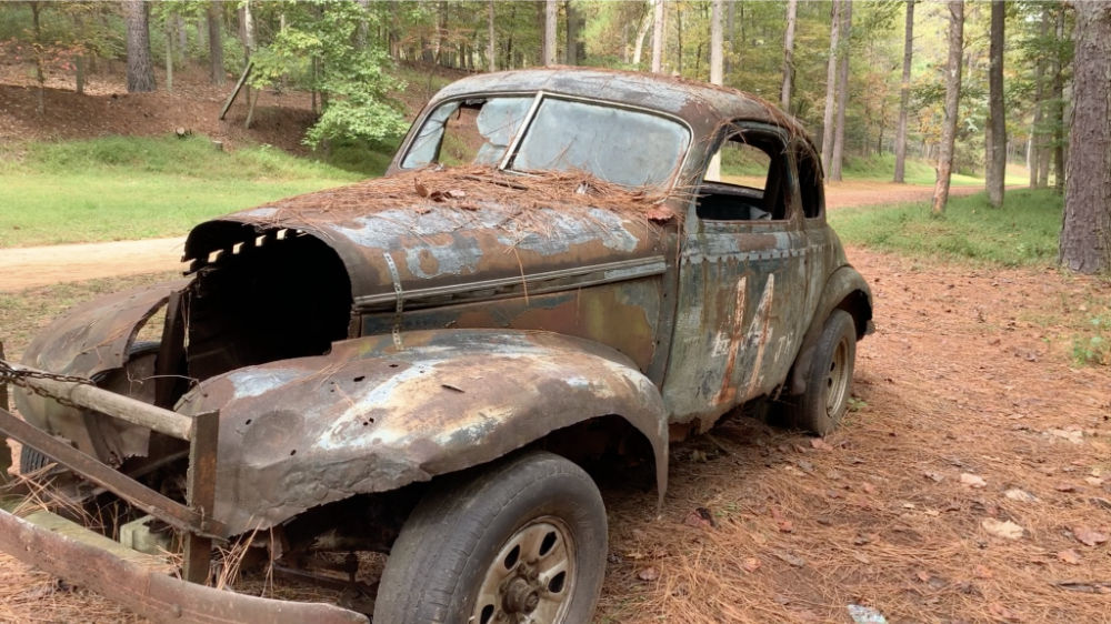 An old race car at the Occonneechee Speedway in Hillsborough, NC.